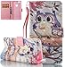 Produktbild Huawei P10 Lite Hülle(5,2Zoll), Roreikes PU Leder Bookstyle Handyhülle Tasche mit Strap Portable Handytasche Etui Soft Silikon Folio Schale Schutzhüllen [Brieftasche] Leder Hülle Bunt Gemalt Retro Kreativ Lanyard Strap Muster Ledertasche Flip Case Wallet Cover Folio Klapphülle Magnetverschluss Standfunktion-Lila Eule
