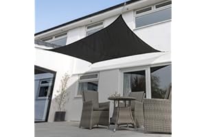 Kookaburra Waterproof Garden Sun Shade Sail Canopy in Black 98% UV Block (3m x 2m Rectangle)