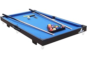 Cougar Mini table de billard noir et bleu | Table portable avec balles et queues | Pour enfants et adultes | Dimensions: 116,8 x 55,9 cm