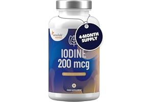 Iodine Tablets 200 mcg – Potassium Iodide Capsules for Thyroid & Nervous System Support – 120 Iodine Capsules - 4-Month Supply by Sensilab Essentials