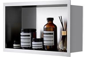 ROVOGO 40 x 20 x 10 cm Wandnische Dusche Edelstahl 304, Eingebettete Duschnische Einzelregal Lagerung für Badezimmer, Einbaunische Dusche Übermontage, Gebürstet