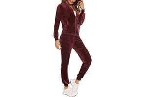 ENJYAM Survêtement Ensemble Velours Femme à Capuche Zippés Sportswear en Velours Sweat à Manche Longue Pantalon pour Jogging Tennis Gym Yoga Vêtements de Fitness