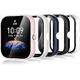 Bigqin 5 Pieces Case Compatible with Amazfit Bip 3/Bip 3 Pro, Screen Protector Compatible with Amazfit Bip 3/Bip 3 Pro- Trans