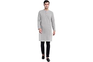 SKAVIJ Herren Tunika Baumwolle Indische Kurta Lange Hemd
