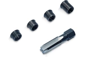 CCLIFE Kit de Reparation Filetage de Bougies d'allumage,5pcs Jeu de Réparation de Filetage M14 x 1,25 pour Réparer Le Filetage de 14 mm Bougie d'Allumage avec 4 Inserts