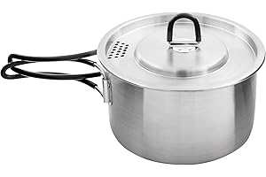 Tatonka Kettle II 1.0 L – Olla para exteriores de acero inoxidable con escala de volumen y tapa con función colador, 1 litro, diámetro 14,5 x 8,5 cm