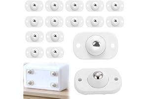 XICIKI 16 PCS Self Adhesive Mini Caster Wheels, Appliance Wheels for Kitchen Appliances 360° Swivel Universal Wheel Roller Castors, Sticky Pulley for DIY Trash Can, Storage Box, Small Appliance(White)