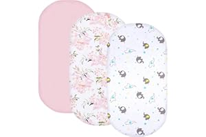 ‎BIMOCOSY Bimocosy 3er Spannbettlaken Bettlaken Bettwäsche mit Blumen Elefant Print Matratzenschoner Laufgitter für Moseskörbe Babybett Oeko-TEX, 80x40cm