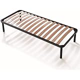 EVERGREENWEB Rete Letto Singolo 80x190 a Doghe in Legno con 4 Piedi Smontabili, Struttura portante in Ferro Rinforzata, Base 