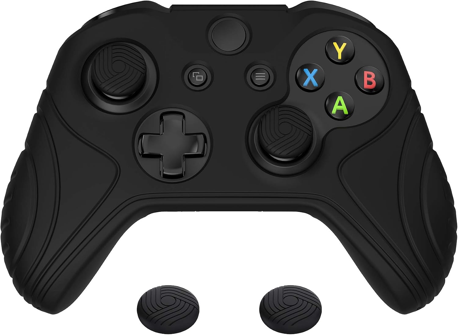PlayVital Funda de Silicona para Xbox One S/X - Cubierta de Goma, Protector Antideslizante de Tacto Suave, Carcasa con 2 Tapas de Joystick, Protección Completa para Mando (Negro)