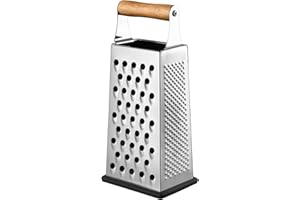 Dachiy Râpe 4 Côtés En Acier Inoxydable, Rape Legume, Rape À Fromage, Râpe Manuelle, Avec Base Antidérapante, Idéal Pour Râper, Trancher, Hacher, Avec Base Antidérapante (manche en bois)