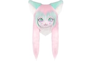 ZFKJERS Cosplay Fursuit Headpiece Animal Head Cat Mask Halloween Masquerade Adult Costume Accessory Set