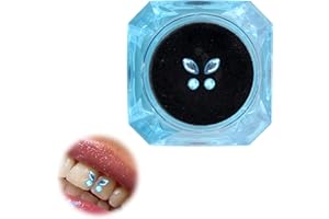 WOKICOR Crystal Dentaire, 4 Pièces Dent Artificielle Cristal Dent Ornements Dents Réfléchissantes Diamants Dents Bijoux Kit Dents Décoration, Bijoux Dentaires Gemmes Pour Les Ongles De Décoration (lac bleu)