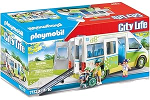 PLAYMOBIL City Life 71329 Autobus szkolny, przesuwanymi drzwiami, składaną rampą dla wózka inwalidzkiego i miejscem dla 5 figurek, zabawki dla dzieci w wieku, od 4 lat