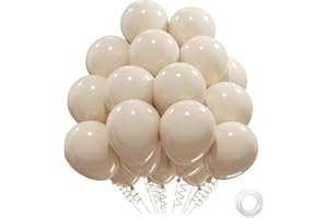 Luftballons Sandweiß, 31 Stück Latex Luftballons, Luftballons Beige Matt, Sand Weiss Helium Ballons, Creme Beige Ballons Für Geburtstagsdeko, Hochzeit Babyparty Deko, Taufe Deko, Partydeko, 12 Zoll