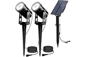 T-SUN Lampe Solaire Jardin 2 EN 1 Spot Solaire Lampe Solaire Extérieur Projecteur Solaire Exterieur avec Etanche IP65 pour Arrarbres, Jardin, Chemins, Pelouses, Terrasses (Blanc froid 6000K)