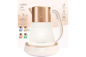 Russell Hobbs Bouilloire en verre [1,7L, température réglable 40-100°] Calm (éclairage intérieur & son apaisant, Technologie Quiet-Boil, maintien au chaud, écran numérique & tactile, 2400W) 27450-70
