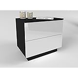 Table de chevet Lina avec tiroirs et éclairage LED Push to Open Blanc brillant HG