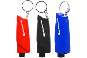 Chesoon Rompifinestra Taglia cinture di sicurezza 2 in 1 Strumento di fuga per auto Portachiavi Strumenti di sicurezza per auto portatili per terra subacquea Confezione da 3 (con vetro di prova)