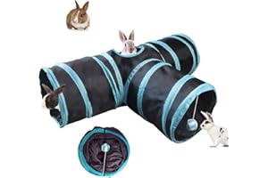 NANEEZOO Bunny Tunnel 3-Wege-Falttunnel für Kaninchenversteck, Kleintier-Aktivitätsrohr, Spielzeug für Zwergkaninchen, Meerschweinchen, Chinchilla, Frettchen und Kätzchen (Blau)