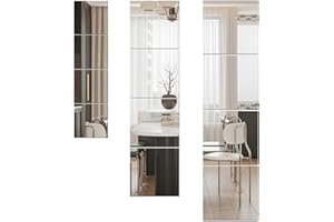 MCLEULLA Full Body Length Acrylic Mirrors Stickers for Walls, 4pcs Plexi-glass Mirror, Shatterproof Wall-Mounted Stick On Makeup Large Mirror Home Workout Gym Hallway Tile Self Adhesive