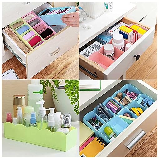 Inditradition Drawer Organizer, Dividers, Closet Storage Box | Multi-Purpose, ABS Plastic, Multi-Color (Pack of 4)