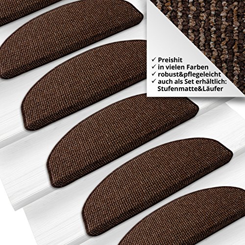 Stufenmatten London 15er SparSet 11 Farben sauber eingekettelt, starke Befestigung, stabile Winkelschiene (Cocoa) - 4