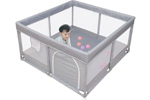 OUUTMEE Box grande per la recinzione per bambini, super capiente, morbido box lavabile, con base antiscivolo, dimensioni: 120 x 120 cm, grigio