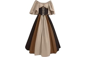 AEGJEGVD 2025 Mittelalter Kleid Damen Renaissance Retro Partykleid Mittelalter Kostüme Damen Gothic Kleider Halloween Karneval Kostüm Damen Vintage Maxikleid Für Halloween Karneval Kostüm