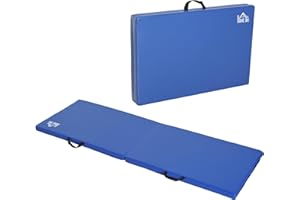 HOMCOM Tappetino da Ginnastica Pieghevole, Materassino Fitness Spesso 5 cm e Antiscivolo, Tappeto da Palestra Salvaspazio per Yoga e Pilates, 180x60 cm, Blu