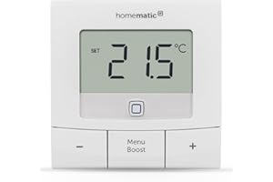 Homematic IP Smart Home termostat ścienny – Basic, cyfrowy termostat do grzejników z/bez aplikacji, Alexa, Google Assistant, pomiar temperatury, oszczędność energii, 154666A0