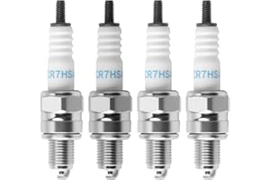 ATSHLD 4 Candele CR7HSA per Scooter Moto e Ciclomotori – Filettatura 10 mm, ceramica silicato alluminio, resistenza 1 kΩ, 0,7 mm distanza elettrodi, compatibile NGK C7HS Champion RZ10YC Denso