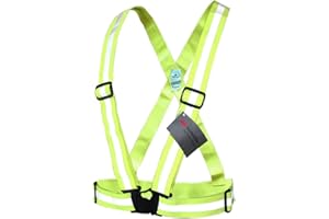Salzmann 3M Gilet Réfléchissant - Bandes croisées avec Sangles de Haute visibilité aux Tresses Ajustable pour la Course à Pied, Le vélo et la Marche - Fabriqué avec 3M Scotchlite