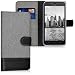 Produktbild kwmobile Hülle für Motorola Moto C Plus - Wallet Case Handy Schutzhülle Kunstleder - Handycover Klapphülle mit Kartenfach und Ständer Grau Schwarz