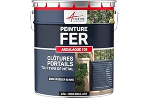 ARCANE INDUSTRIES Peinture métal et Fer pour Portail, Grille et Garde-Corps : Arcalaque 101-2.5 L Noir Brillant - RAL 9005