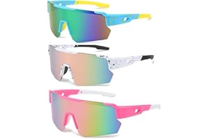SILENT-QIAOYOU 3 Stück Fahrradbrille Herren Damen, Schnelle Brille UV 400 Schutz, Sonnenbrille Fahrradbrille, Radbrille mit Komfortablem Nasenpad, für Outdooraktivitäten MTB Rennrad Radfahren Biking Ski Golf
