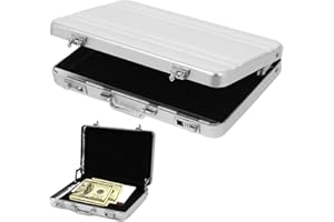 SOGHO Valigetta per denaro come regalo di denaro, mini valigetta in alluminio con chiusura a scatto, confezione regalo o per buoni, regali creativi per denaro adatto per regali di nozze, argento
