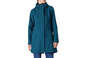 OUTDOOR VENTURES Chubasquero largo para mujer, chaqueta softshell con capucha para mujer, chaqueta de entretiempo, chubasquero forrado, chaqueta funcional impermeable, cortavientos, chaqueta de senderismo, chaqueta
