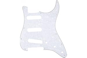 Musiclily 11 Hole SSS Strat Pickguard Scratch Plate for Fender USA/Mexican Standard Stratocaster Modern Style Electric Guitar, 4Ply White Pearl