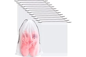 LTMMC 12 PCS Shoe Bags Drawstring Bags,Shoe Storage Bags, Portable Waterproof Transparent Draw String Bags for Clothes Toys Shoes and Socks Storage