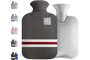 GCCL Large Hot Water Bottle with Knitted Cover, 2L Large Capacity Hot Water Bag with Removable and Washable Soft Cover for Pain Relief, Neck and Shoulders, Great Gift for Women, Men, Kids (2L-Dark Grey)