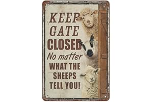 DJNGN Cartel de metal con puerta cerrada de granja de ovejas, cartel de placa de aluminio vintage, pintura de hierro, cartel de estaño para Bar, hombres, cueva, cafetería, garaje al aire libre, decoración d