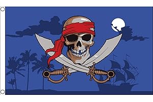 AZ FLAG - Flagge Pirat Nacht Blau - 90x60 cm - piraten Fahne 100% Polyester mit Messing-Ösen - UV-beständig - Vives Farben - 50g