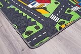 Kinderteppich mit Stadt zum Spielen, 95x200cm ✓ Schadstoffgeprüft ✓ Anti-Schmutz-Schicht | Auto-Spielteppich, Auto-Teppich für Jungen & Mädchen | Verkehrsteppich für Fußbodenheizung geeignet | Getufteter Straßen-Teppich fürs Kinder-Zimmer - 3