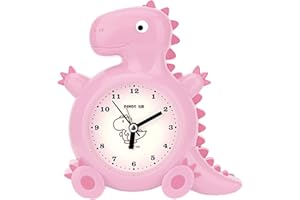TCJJ Kinder Dinosaurier Wecker Langlebige Und Niedliche Schlafzimmeruhr Batteriebetriebe (Rosa) ne Jungen Und Mädchen