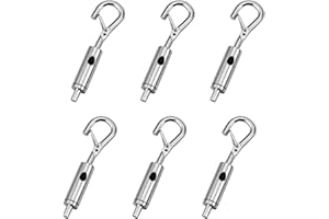 SPEEDWOX Lot de 6 crochets réglables en fil d'acier - Tendeur portable avec crochet et œillet - Avec verrou - Pour câble de guidage de câble en acier inoxydable de 1 à 1,5 mm