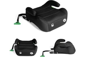 MS BabyWorld – Booster Alzador I-Size Isofix – Silla coche grupo 3 | 125-150 cm | Guía de cinturón | Seguridad reforzada | Fácil instalación | Color negro