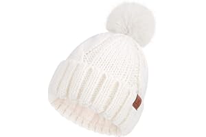 Bequemer Laden Gorro de Invierno Mujer con Pompon - Cable Grueso, Forro Fleece Caliente, Regalo Ideal para Mujer