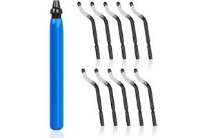 AMOMYDOG Sbavatore Manuale, Strumenti per Sbavatura Universale con 10 Pezzi Lame di Ricambio, Deburring Tool in Metallo 360°Rotazione Sbavatura a Mano per Stampe 3D Tubi Plastica Metallo