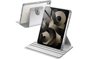 JETech Obrotowe Etui dla iPad Air 11 Cala M3/M2 (2025/2024), iPad Air 5/4 (2022/2020,10,9 Cala, 5e/4e) z Pencil Uchwyt, Obrotowa o 360 Stopni Stojaka Ochronnego Osłona Przejaśniać Tył (Srebrny)